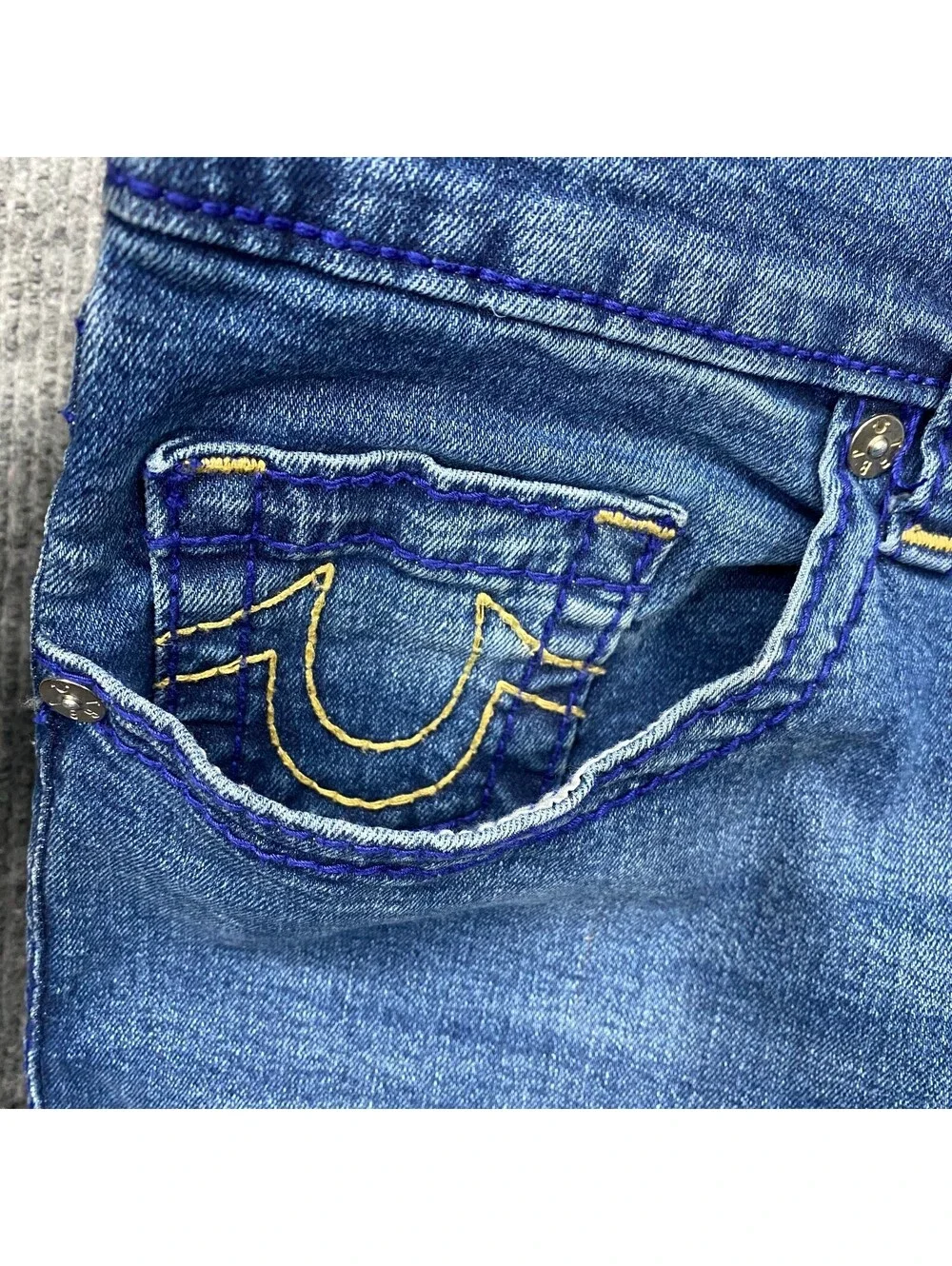 True Religion Ricky Relaxed Straight Jeans Mens 34x33 Blue Stretch Denim Pants